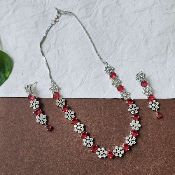 Red American Diamond Neckset