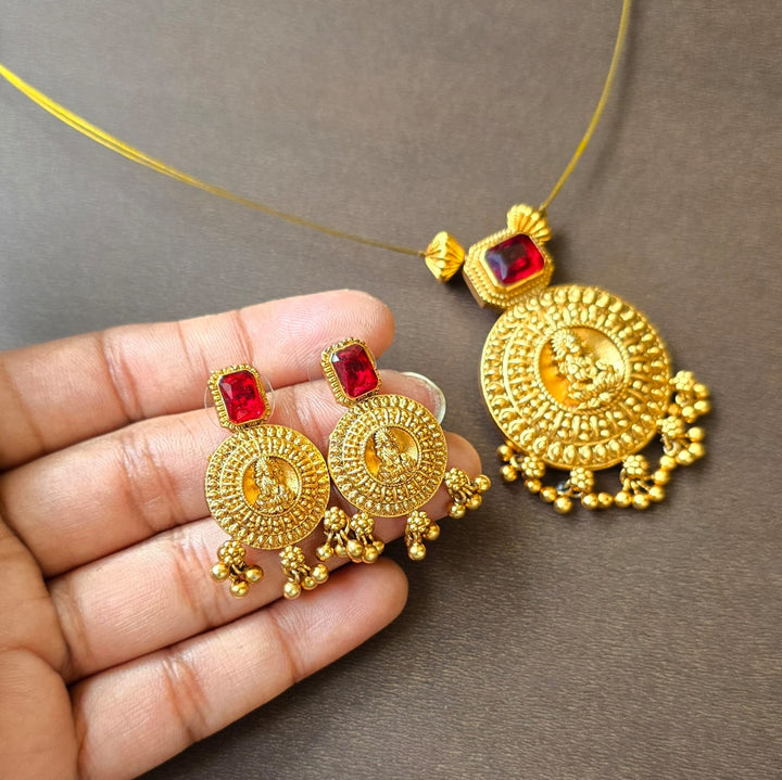 Red Antique Lakshmi Pendant