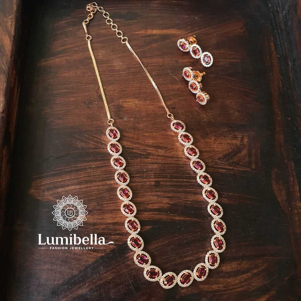 Red Cz Rose Gold Neckset