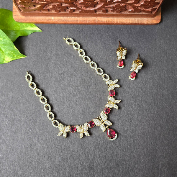 Red AD Butterfly Neck Choker