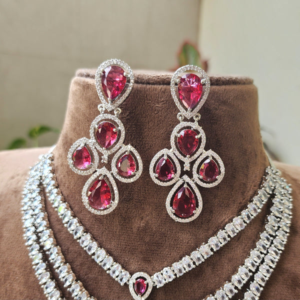 Ruby American Diamond Earrings