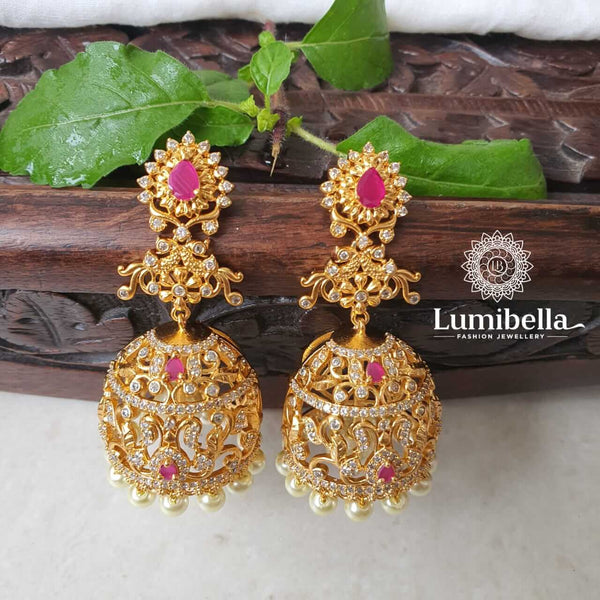 Ruby Jhumkas Earrings Bridal