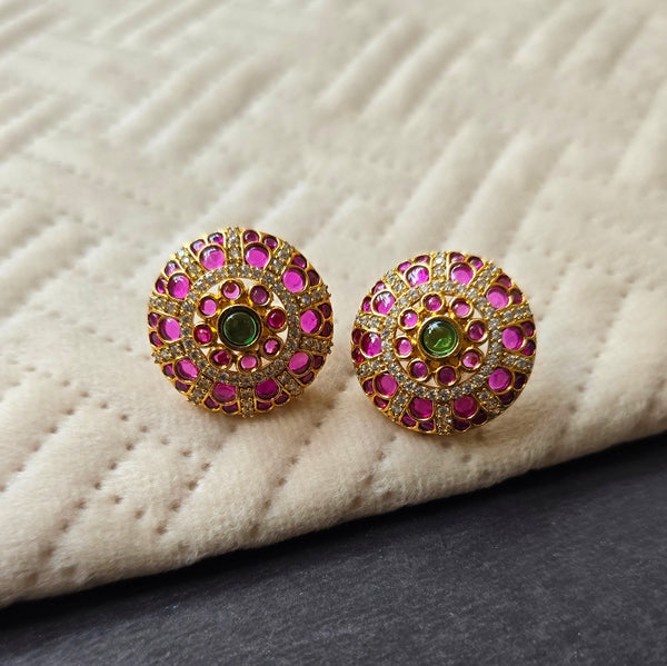 Ruby American Diamond Oval Big Studs