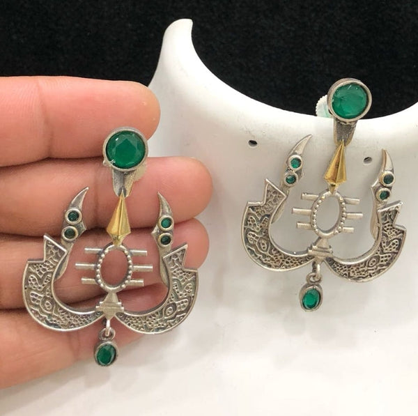 Thrishul Style German Silver Stud Earring