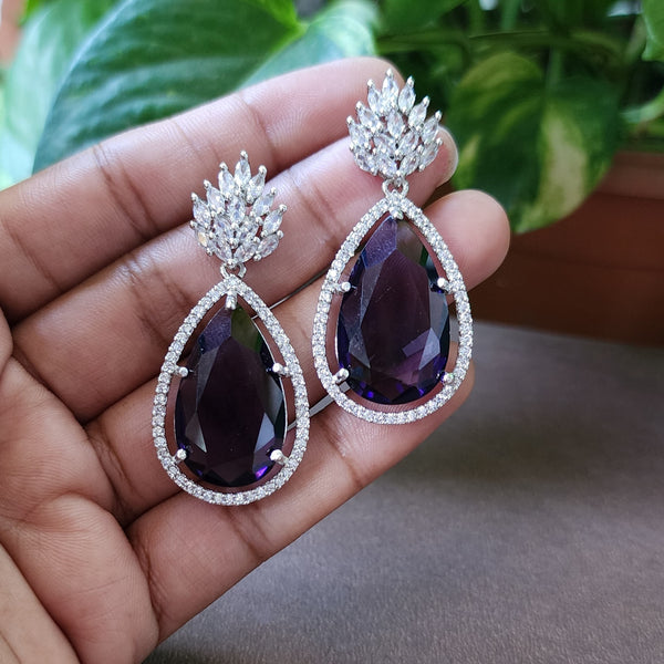 Dark purple american diamond earrings