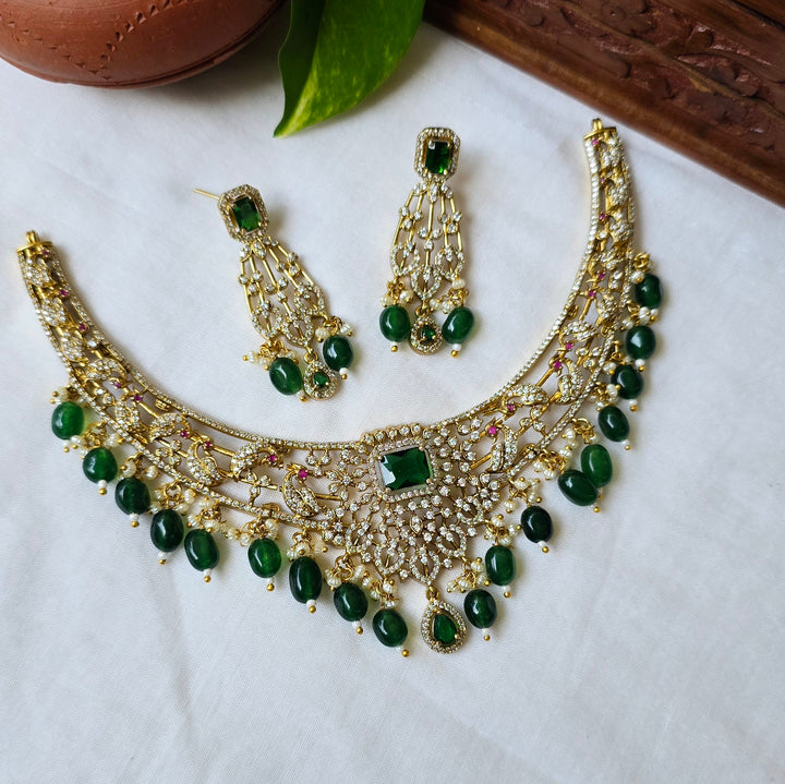 Victorian Green Peacock Necklace