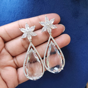 White Crystal Dangler Earrings