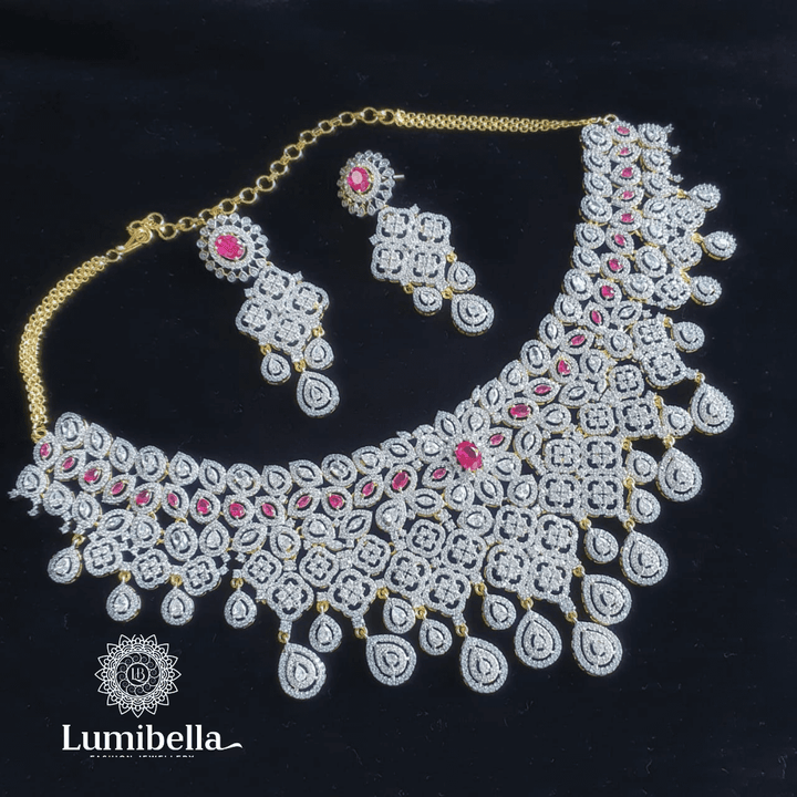 Bridal Choker With American Diamonds - LumibellaFashion