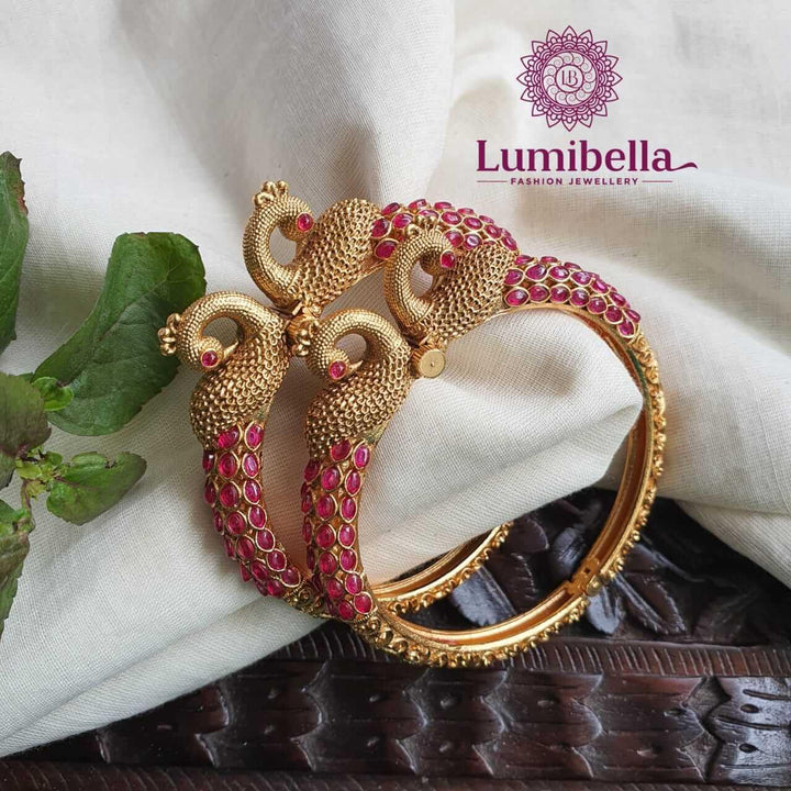 Ruby Peacock Bridal Bangles 2*6