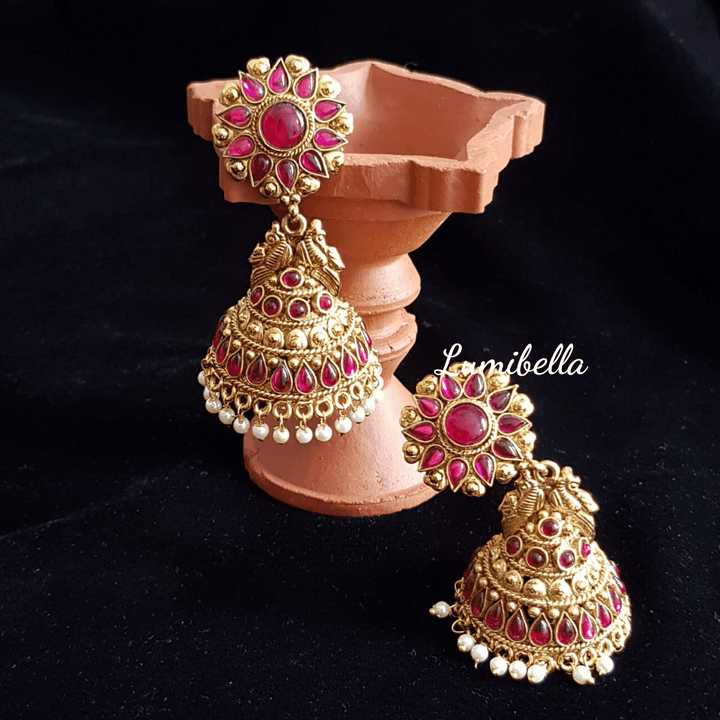 Antique style big jumki earrings - LumibellaFashion