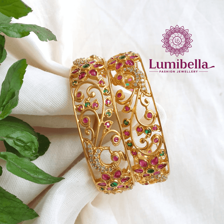 1 Gram Peacock Kada Bangles  2*6 - LumibellaFashion