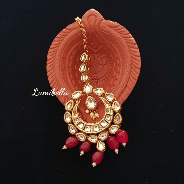 oval big kundan maangtikka