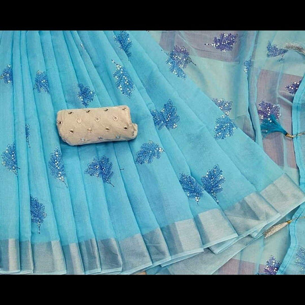 Blue-linen-saree-lumibella