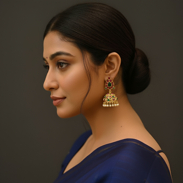 model wearing lumibella fashion budget jhumkas