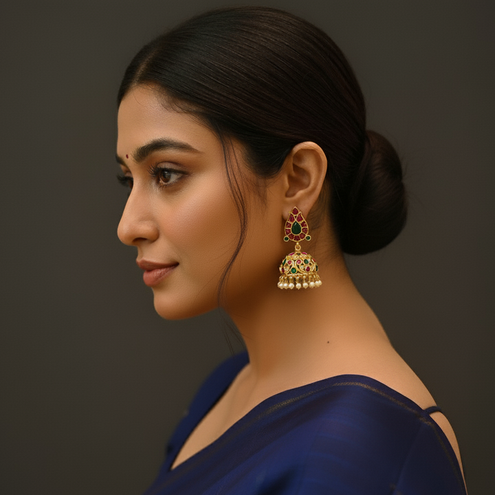 model wearing lumibella fashion budget jhumkas