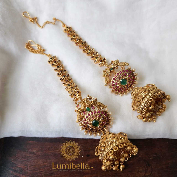 Peacock Jhumka earrings ear chain online