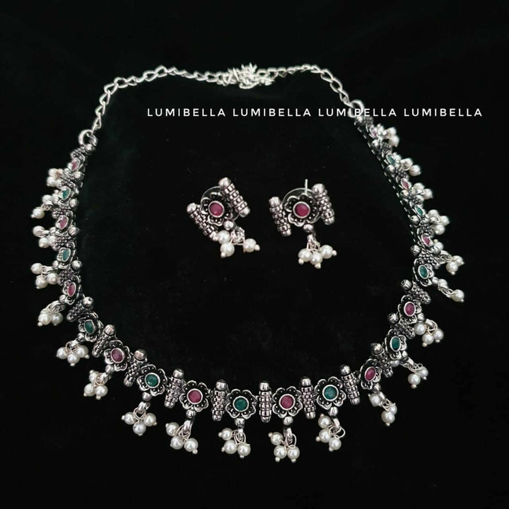 floral german silver neckset 