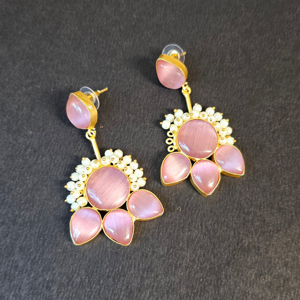 pastel pink party earrings with pearls