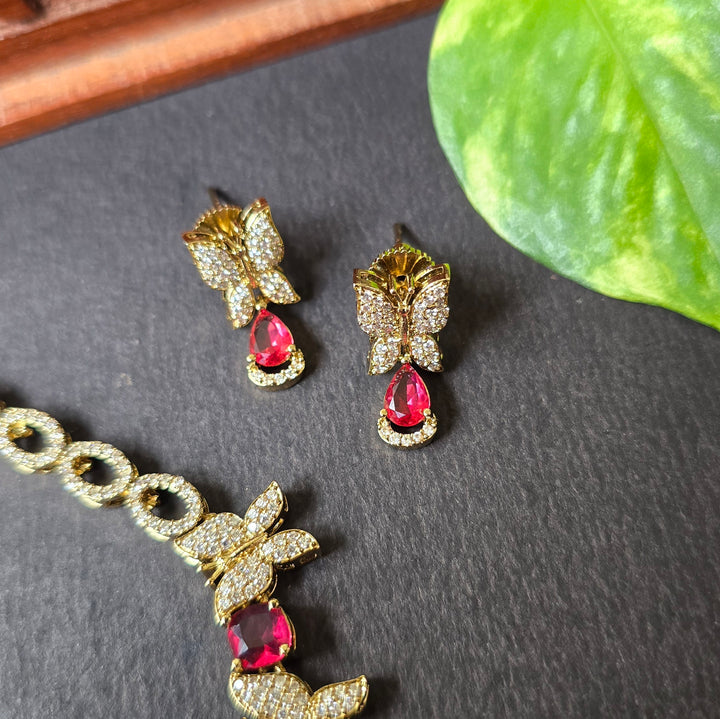 red butterfly studs