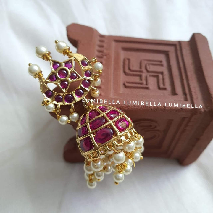 kemp jhumki earrings with pearls