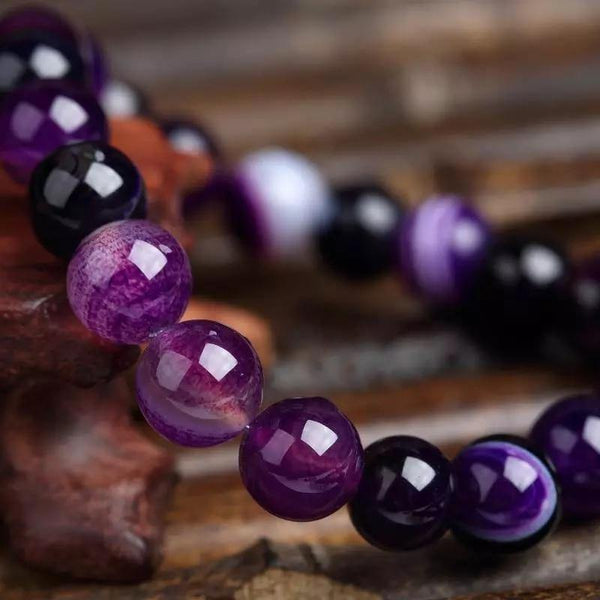 Trendy Natural Stone Love Purple Bead Bracelet Vintage Style - LumibellaFashion