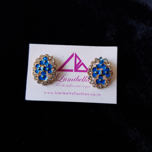 Combo 16 - Designer Jhumka Earrings and Blue Stud Earrings - LumibellaFashion