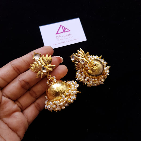 Golden Lotus Jhumki Earrings