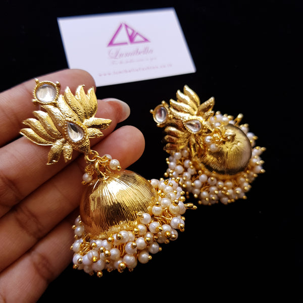 Golden Lotus Jhumki Earrings