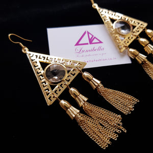 Triangle Style Golden Polish Statement Earring