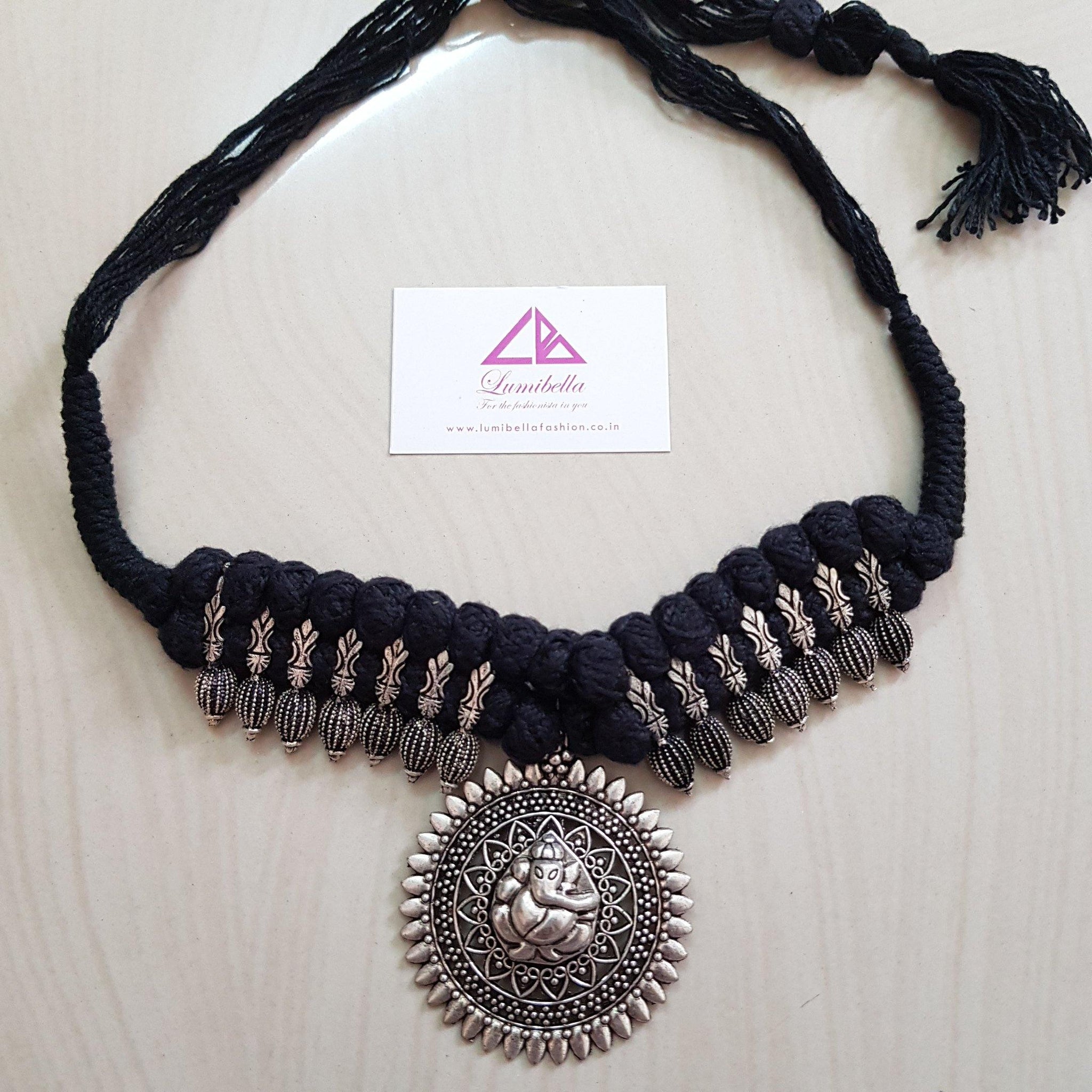 German silver temple thread neckset - LumibellaFashion