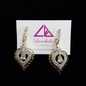 Hoop Style Heart Shaped American Diamond Earrings - LumibellaFashion