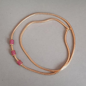 Moppu Style  Chain with Cylindrical American Diamond studded Pendants - LumibellaFashion