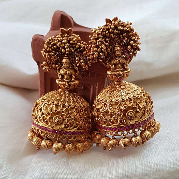 Goddess Lakshmi Style Big Jhumki Earrings