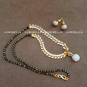 Simple Mangalsuthra Neckset with Stud Earrings - LumibellaFashion