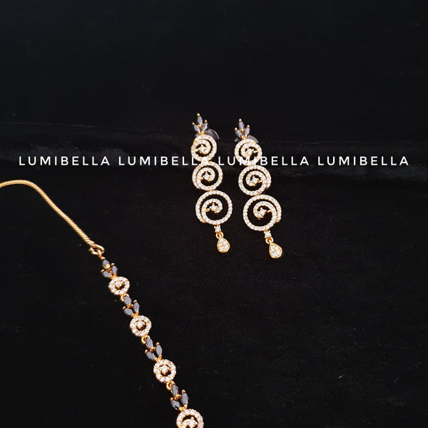 Black and White American Diamond Embellished Necklace - LumibellaFashion