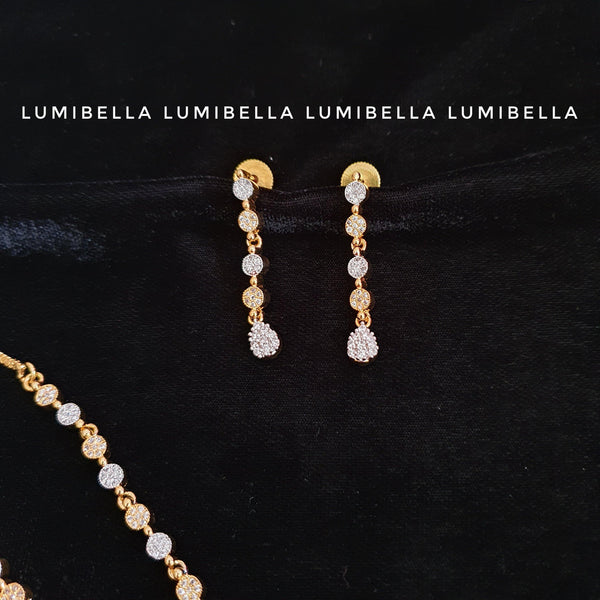 Round pendant style 1 gram chain with earrings - LumibellaFashion