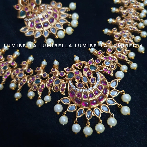 Antique Kemp Short Necklace With Chandbali Earrings - LumibellaFashion