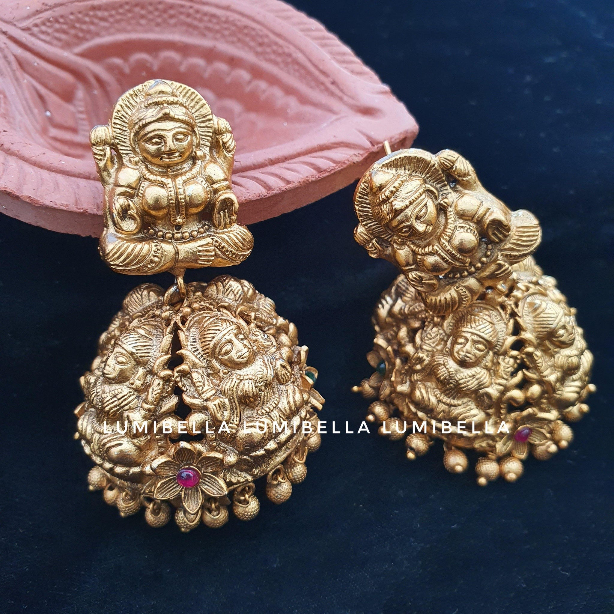 temple style laxmi jhumki earrings