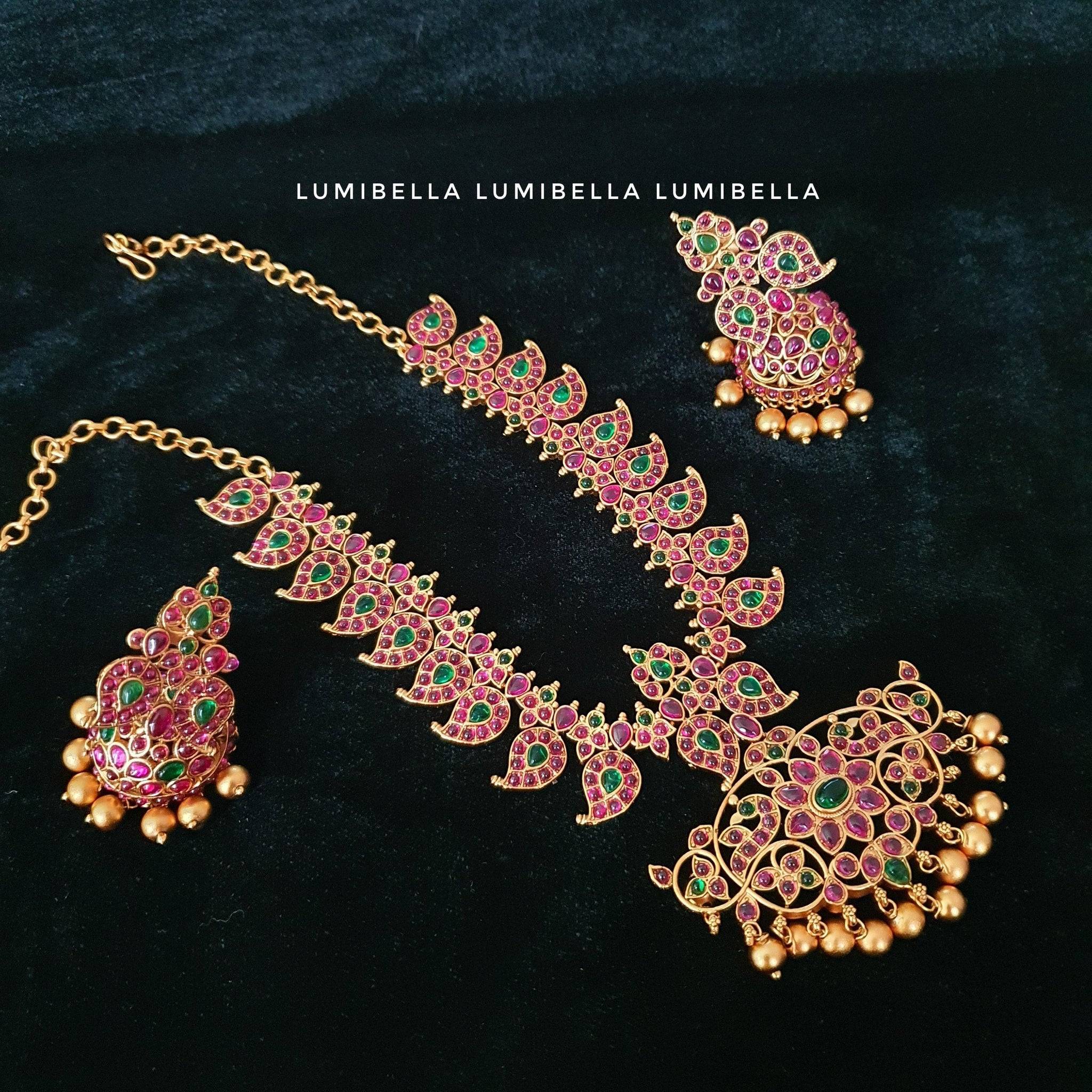 Kemp studded short necklace with matte polish - LumibellaFashion