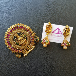 Gold polished Hindu goddess style Pendant set