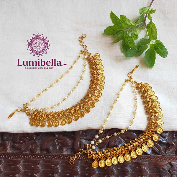 Coin Style Ear Mattal With Pearls - LumibellaFashion