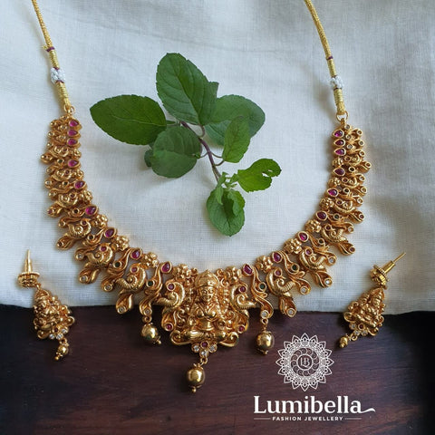 Gold Lakshmi Short Necklace