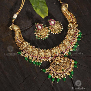 Green Beads Nakshi Short Set