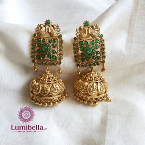 Ganesh Jhumkis With Golden Pearls