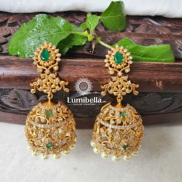 Green Jhumkas Earrings Bridal