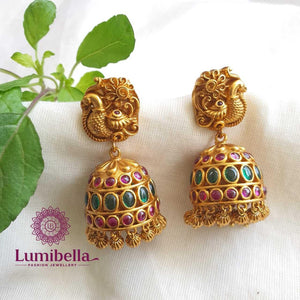 Ruby Jhumka Earrings Online - LumibellaFashion