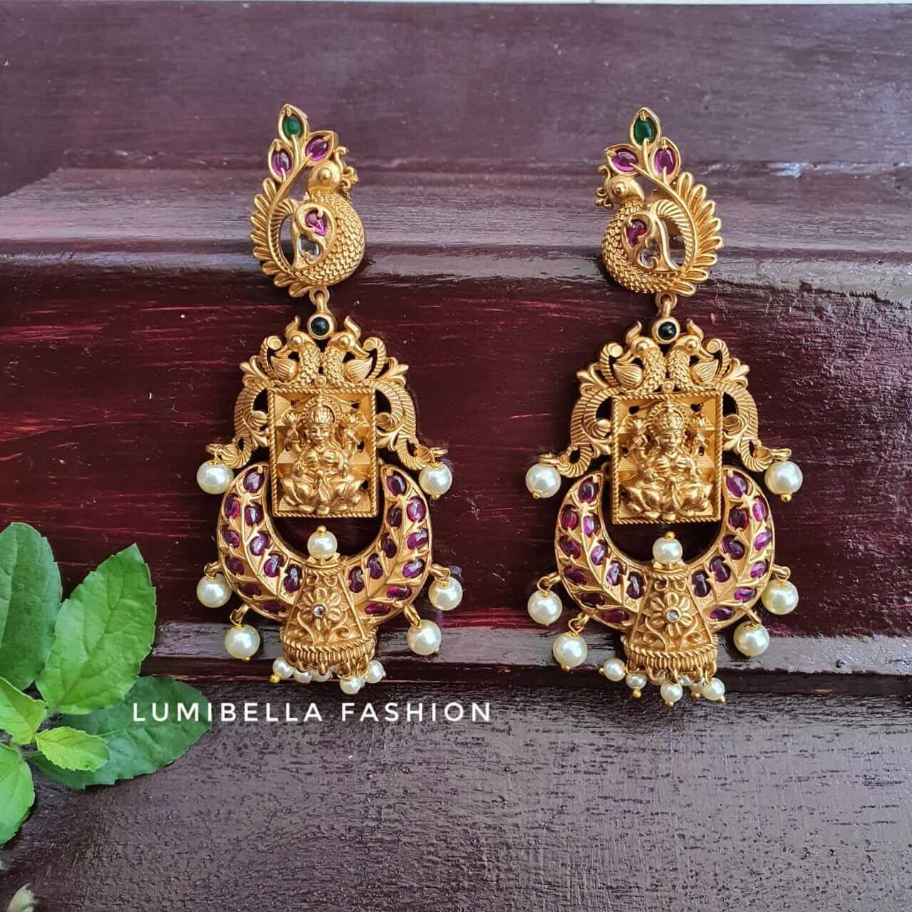 Lakshmi Long Earrings With Kemp Stones - LumibellaFashion