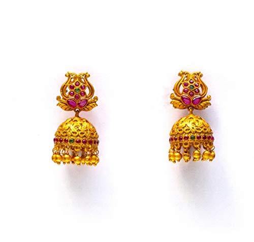 Matte Gold Finish Elegant Jhumka Jhumki Earrings for Woman - LumibellaFashion