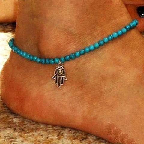 Fashion Anklet Boho Beads Hamsa Fatima Anklets blue - LumibellaFashion