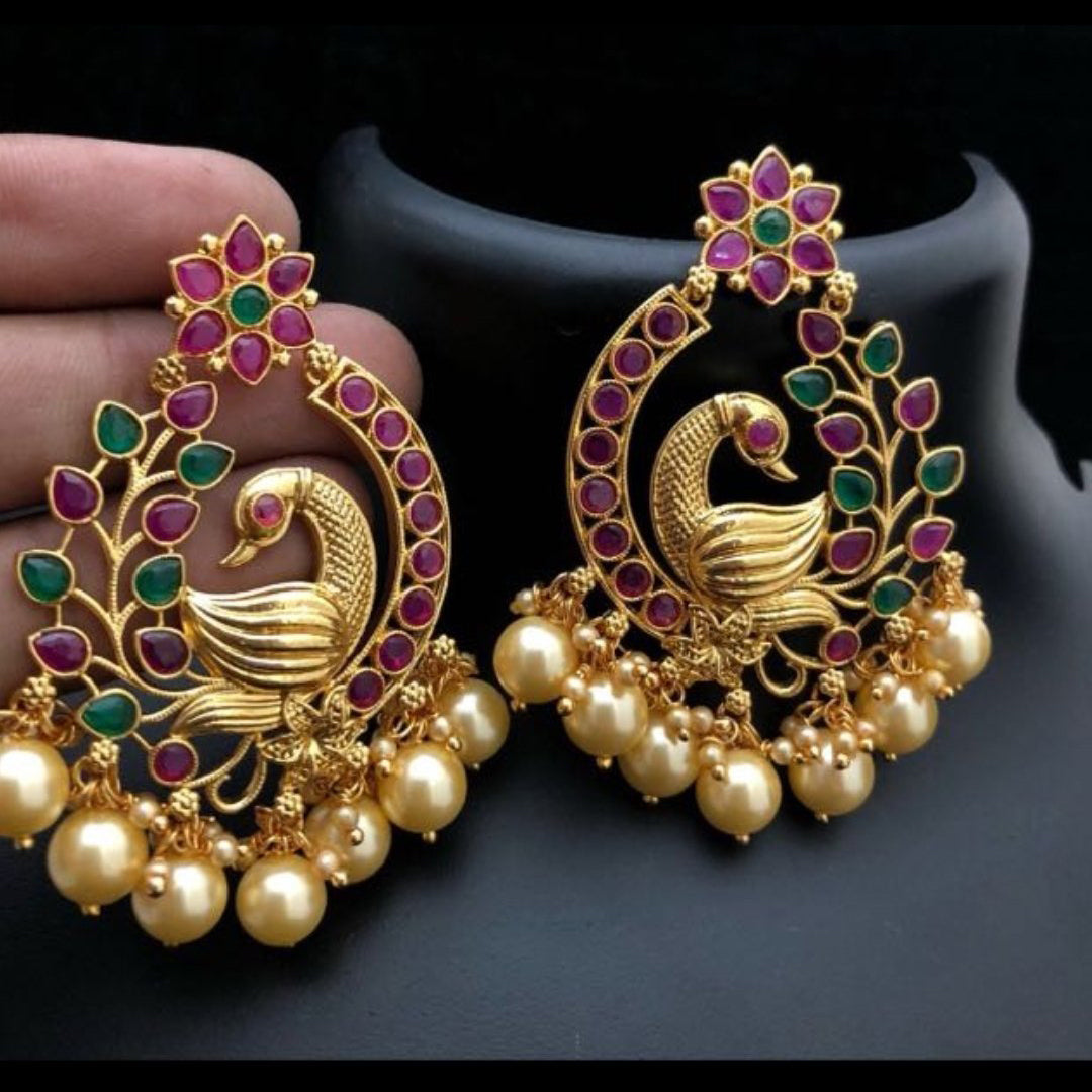 Peacock style antique earrings